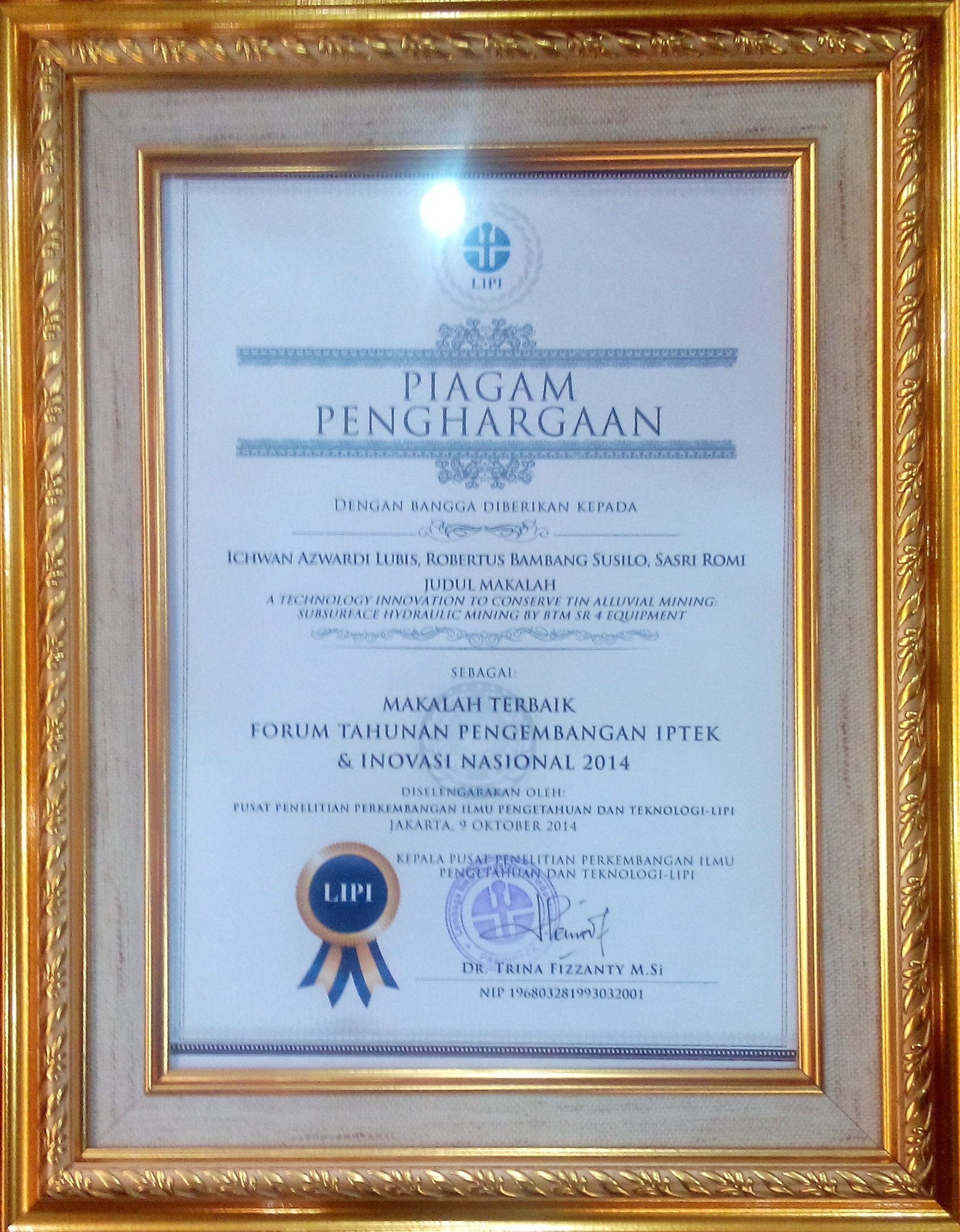 SUATU INOVASI TEKNOLOGI UNTUK KONSERVARSI PENAMBANGAN TIMAH ALLUVIAL : Penambangan Hidrolis Bawah Permukaan dengan Peralatan BTM-SR-4